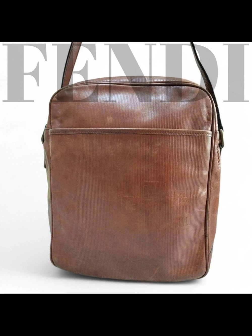 Fendi Brown Leather Crossbody Messenger Bag